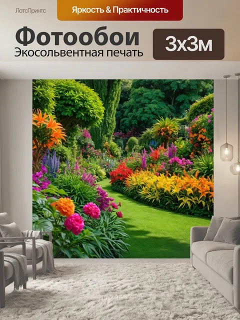 Фотообои с изображением пышных садов и цветов, наполненных жизнью и цветом