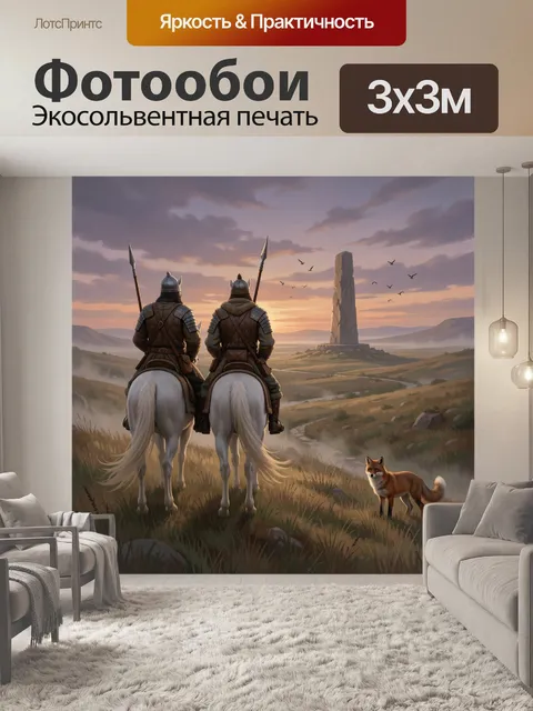 Фотообои Воины на лошадях у стелы