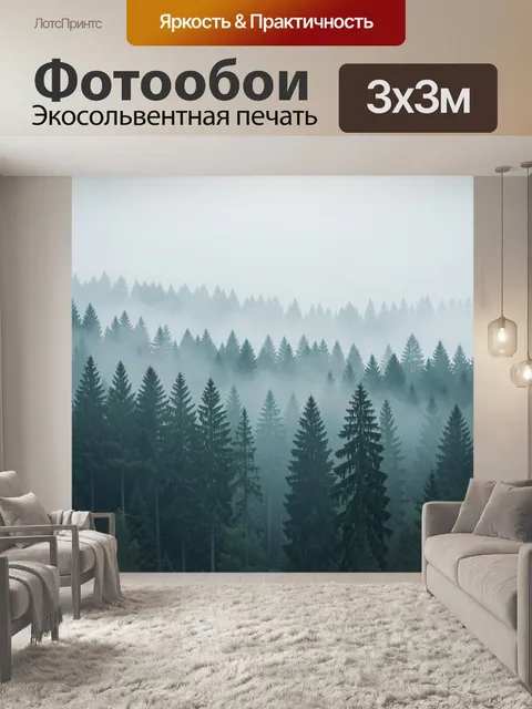 Фотообои Туманный хвойный лес