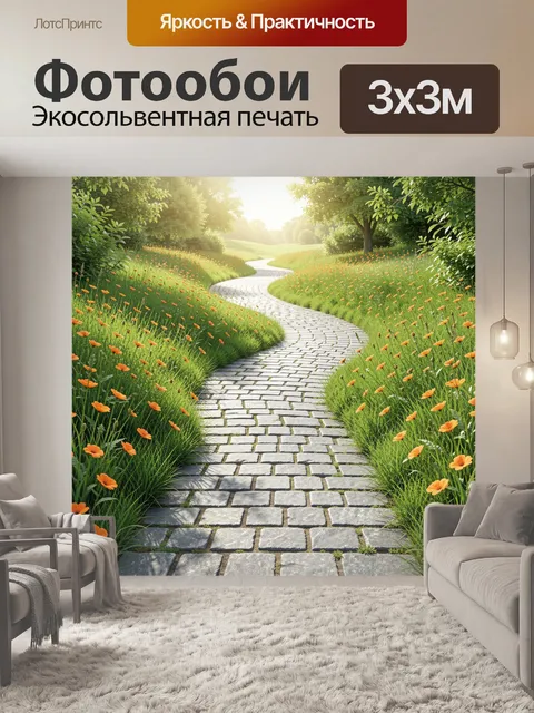 Фотообои Извилистая дорожка среди маков