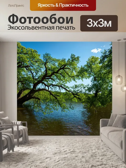 Фотообои озеро, где старинные деревья касаются воды своими ветвями