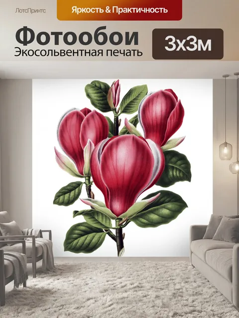 Фотообои Магнолия цветы винтажное искусство