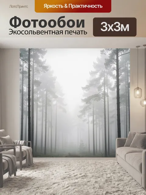 Фотообои Туманный сосновый лес