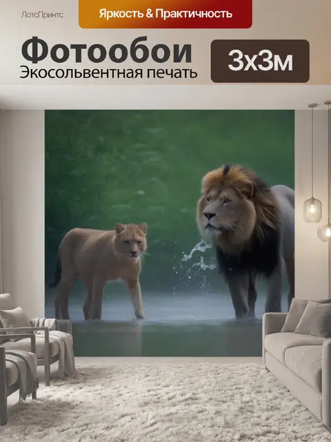 Фотообои лев и львица