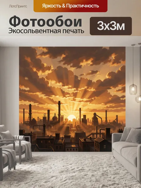 Фотообои Промышленный город на закате