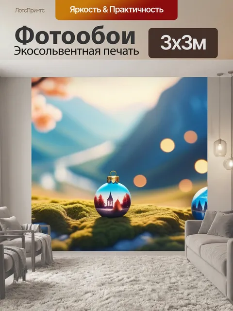 Фотообои пейзаж с орнаментом легкий