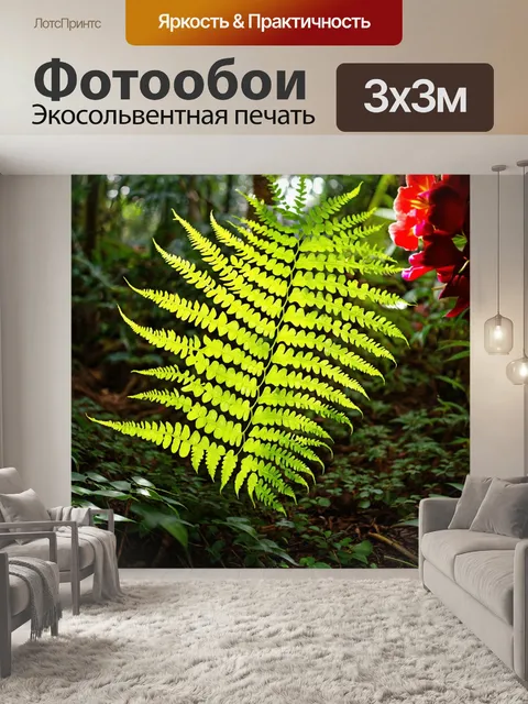Фотообои папоротник в тропическом лесу