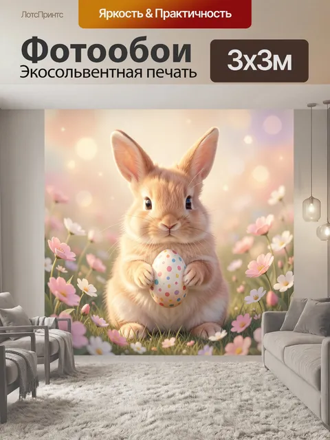 Фотообои Пасхальный кролик с яйцом
