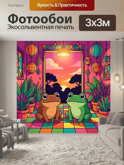 Фотообои Две лягушки у окна на закате