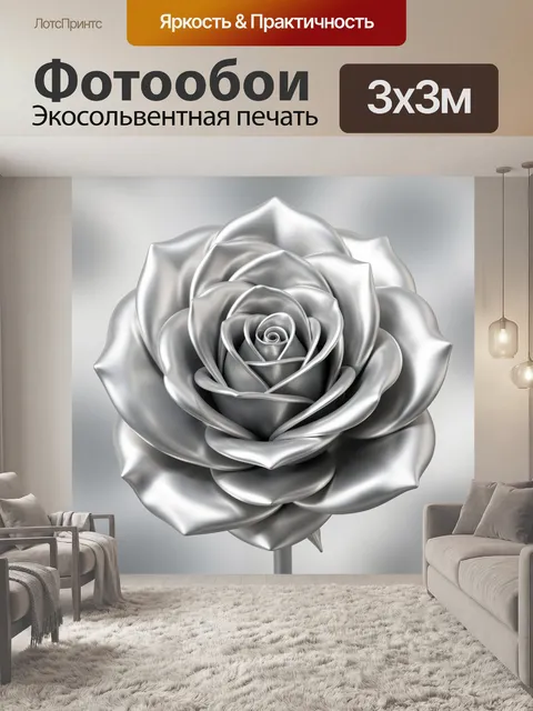 Фотообои Серебристая роза крупным планом
