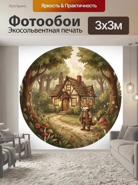 Фотообои Лесной домик с лисом