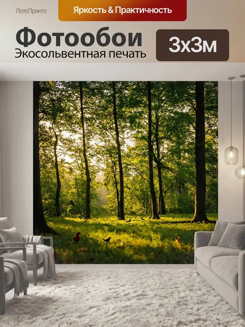 Фотообои час тишины, когда в лесу слышны только звуки природы, ветер шуршит в листве, а птицы поют свою утреннюю песню