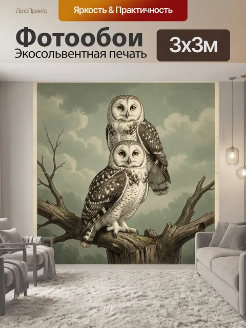 Фотообои Две совы на старом дереве