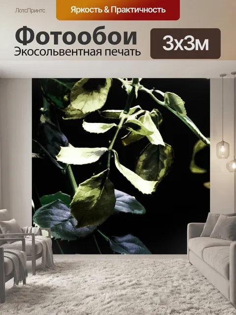 Фотообои увядшие листья на кусте роз