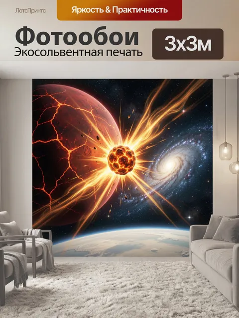 Фотообои Космический взрыв у раскаленной планеты