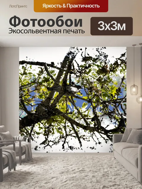 Фотообои птица в дереве