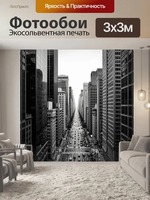 Фотообои Монохромный городской проспект