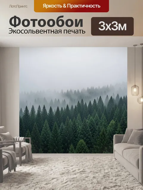 Фотообои Туманный хвойный лес