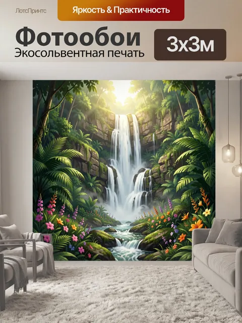 Фотообои Тропический водопад в джунглях