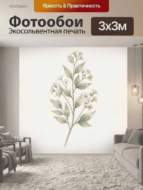 Фотообои Нежная веточка с цветами