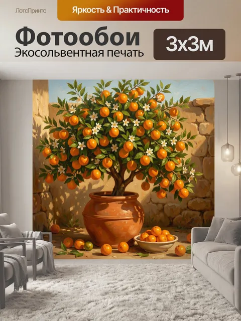 Фотообои Апельсиновое дерево в глиняном горшке