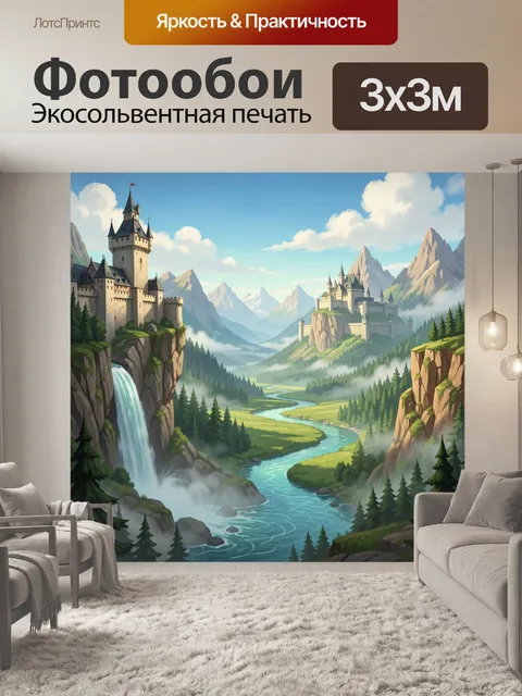 Фотообои Сказочный замок в горах