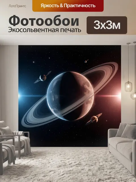Фотообои Планета с кольцами в космосе