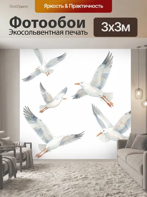 Фотообои Белые чайки в полете