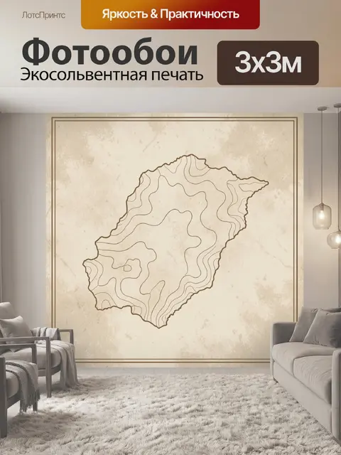 Фотообои Контур карты района коричневым