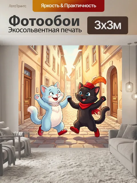 Фотообои Два радостных кота на улице
