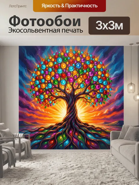 Фотообои Яркое дерево жизни на закате