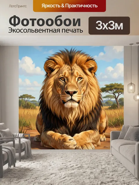 Фотообои Лев в саванне