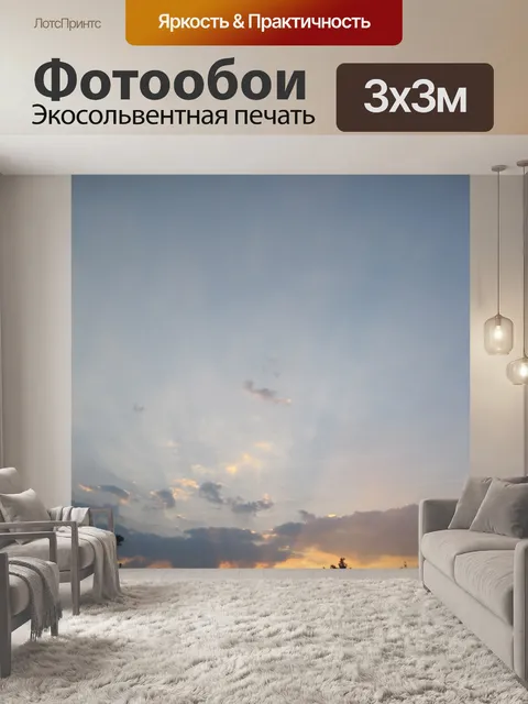 Фотообои закат низко над горизонтом