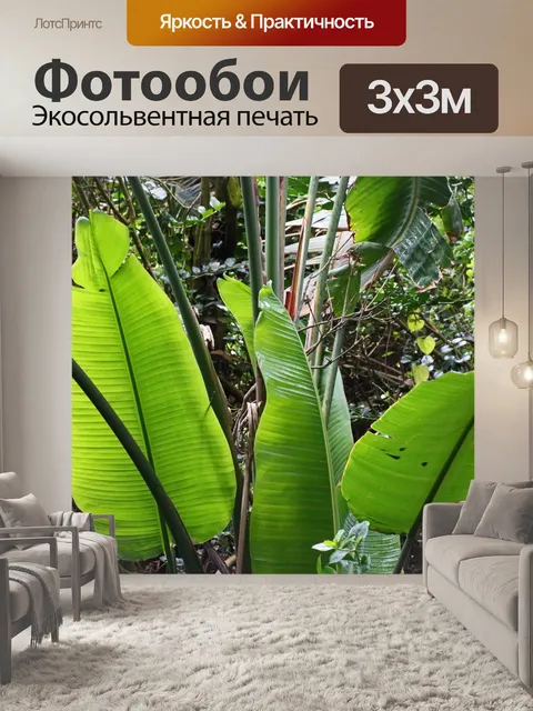 Фотообои большие зеленые светящиеся листья