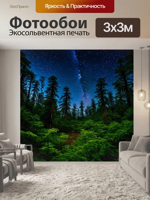 Фотообои завораживающий пейзаж с ночным небом