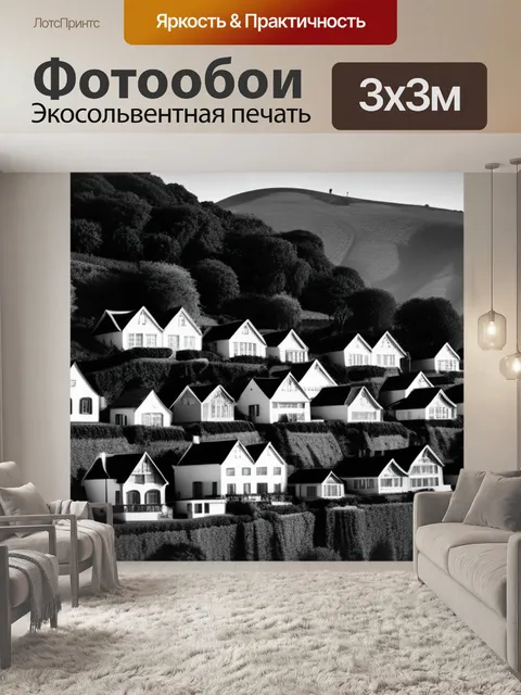 Фотообои картинки пейзаж с домами чернобелый