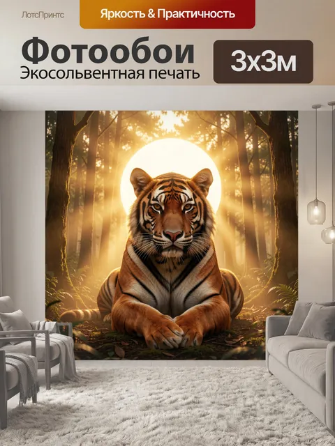 Фотообои Тигр в лучах солнца