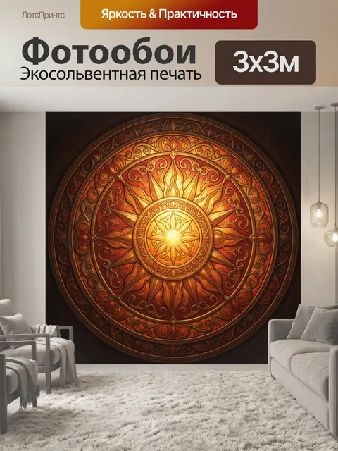 Фотообои Сияющий солнечный орнамент