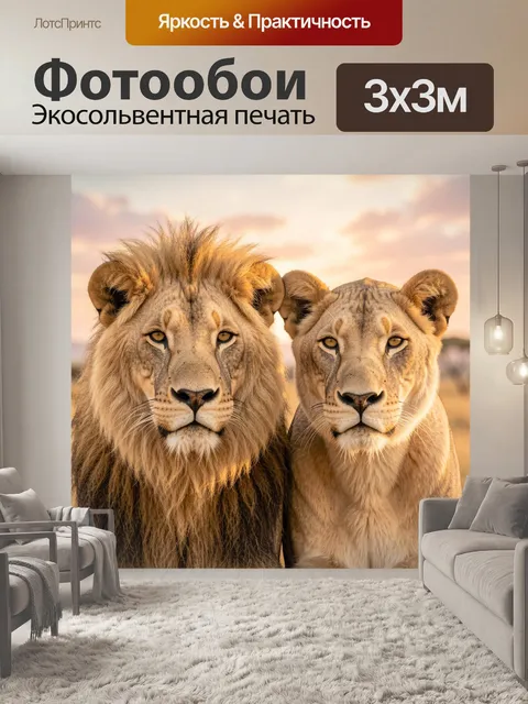 Фотообои Львиная пара на закате