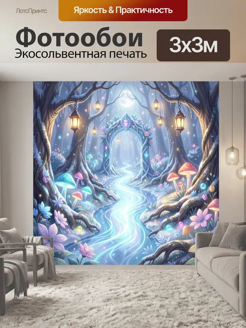 Фотообои Сказочный лес с лунным порталом