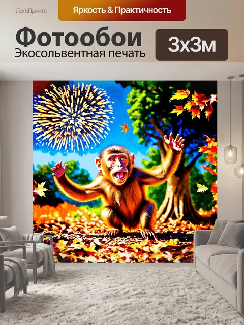 Фотообои маккака резус с радостным болезненным выражением