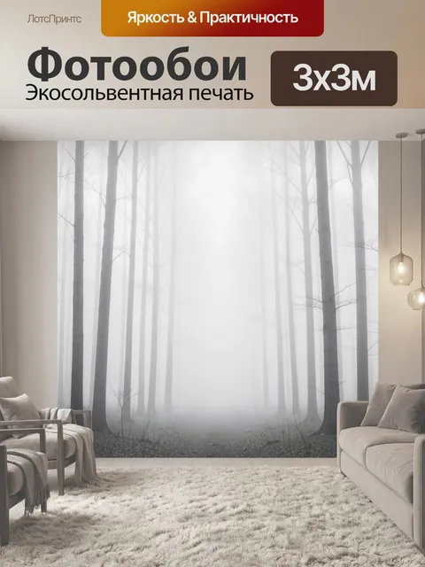 Фотообои Туманный лес с тропой