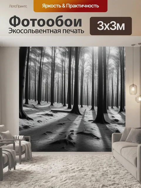 Фотообои пейзаж с лесом фото чернобелый