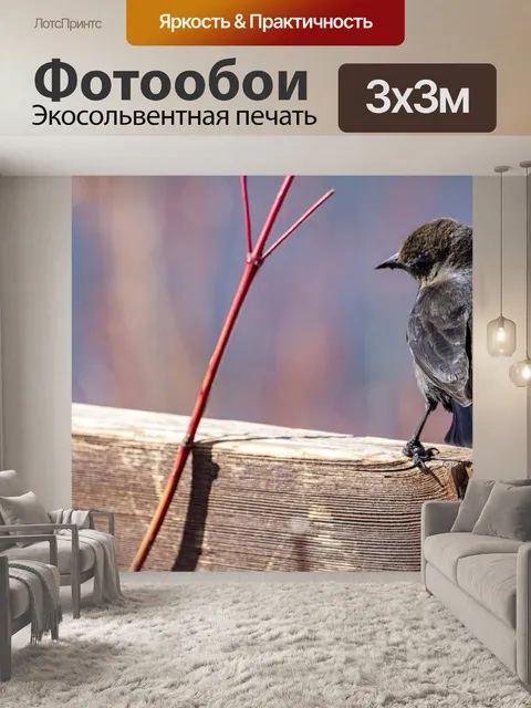 Фотообои птица на деревянном столбе