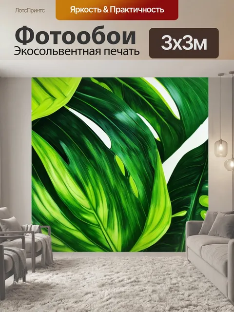 Фотообои с листьями монстеры