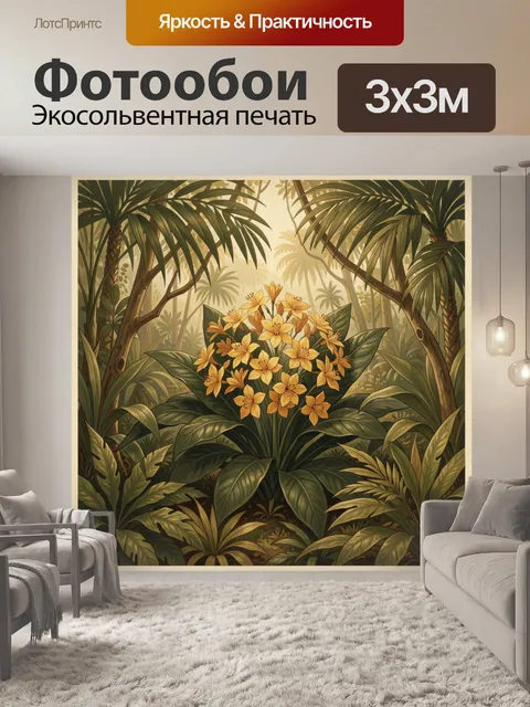Фотообои Тропические цветы в джунглях