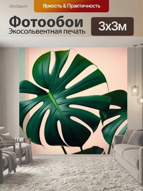Фотообои с листьями монстеры минимал
