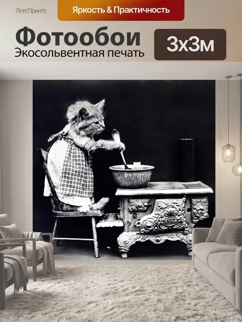 Фотообои Кошка Одетый Vintage Photo