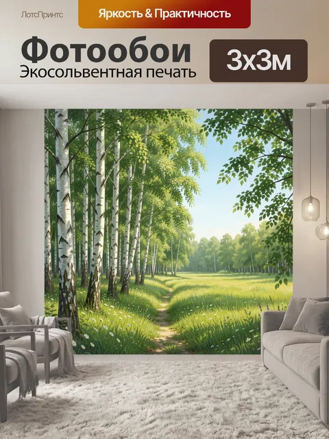 Фотообои Березовая роща с тропинкой