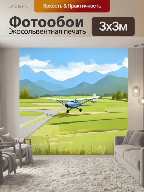 Фотообои пейзаж сельской местности с маленьким аэропортом